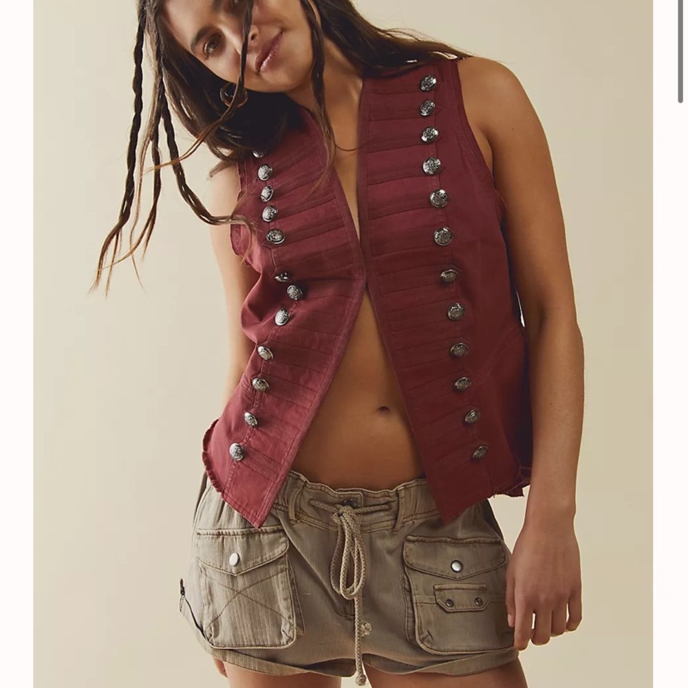 Free People Officer Grunge Vest Vintage